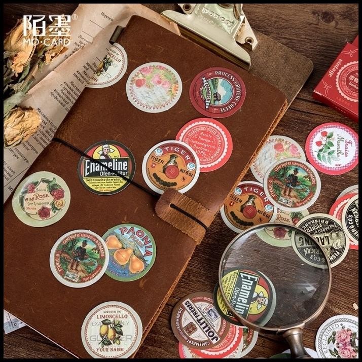 

TERMURAH 45 PCS AESTHETIC STAMP STICKER STIKER BULAT SCRAPBOOK MATERIAL !!!!