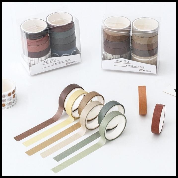 

HOT DEAL MRJ MASKING TAPE ISI 10PCS SELOTIP BAHAN KERTAS WASHI TAPE WARNA WARNI !!!