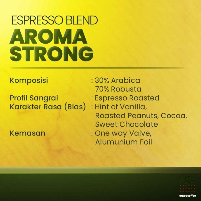 

Kopi Aroma Strong Espresso House Blend Coffee Roasted Bean Coffe 1 Kg