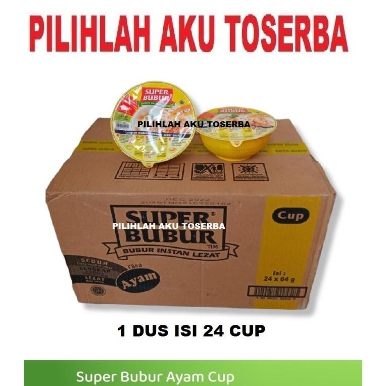 

READY STOCK SUPER BUBUR CUP RASA AYAM @64 GR - ( HARGA 1 DUS ISI 24 CUP ) !!!!!