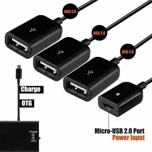 4In1 Micro Usb Hub Charge Kabel Otg 3 Port Female Type C Cabang Hp Andresus