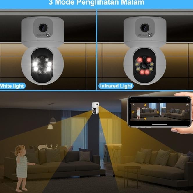 Cctv Indoor Eyesec Dual Lens 4Mp Ptz Icsee Cctv Wifi Dual Lensa Fagenor