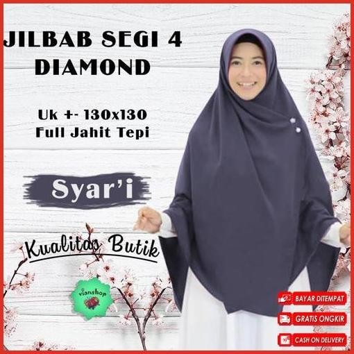 Cuci Gudang Hijab Segi Empat Syar I Jumbo Size 130X130Cm,Bahan Diamond,Jilbab Segiempat, Jaminan Mut