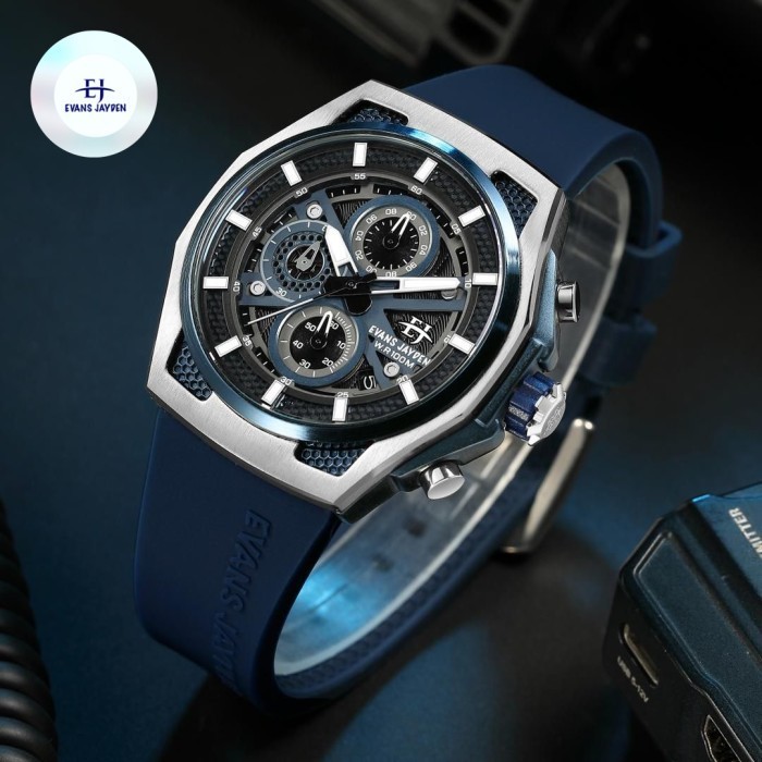 Best Seller Jam Tangan Evans Jayden Original Chronograph Sapphire Rubber