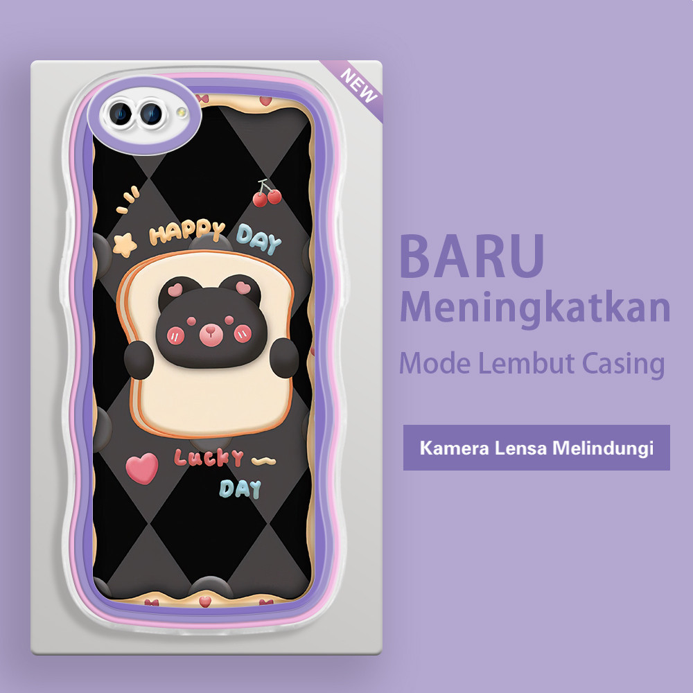 OPPO NEO 9 A3S A5 A7 A5S A9 2020 A12 A12S A12E  Casing Ponsel  Pola Beruang hitam yang lucu  warna-w