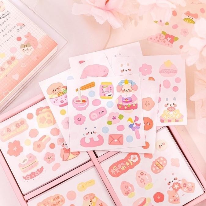 

Sticker Happy Girl Flower Sakura Cartoon Cute Korean Style Pvc 02