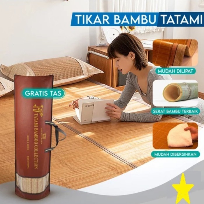 Tikar Bambu Tatami / Tikar Lipat Bambu Tatami Ukuran 180 X 200Cm