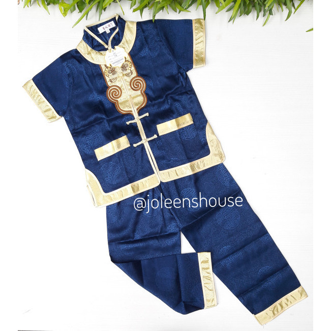 Cheongsam Set Big Boys Blue Setelan Cheongsam Anak Laki Biru 5-10Tahun