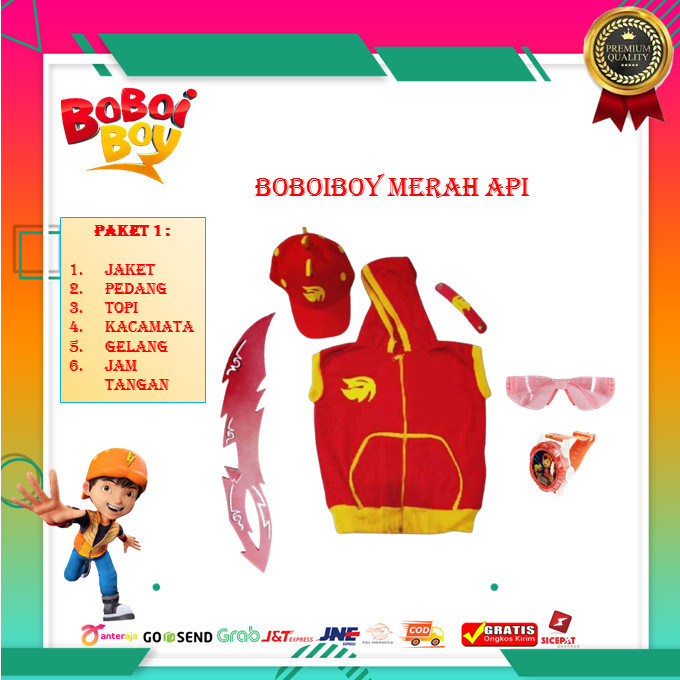 Promo Jaket Kostum Baju Boboiboy Merah Api Premium