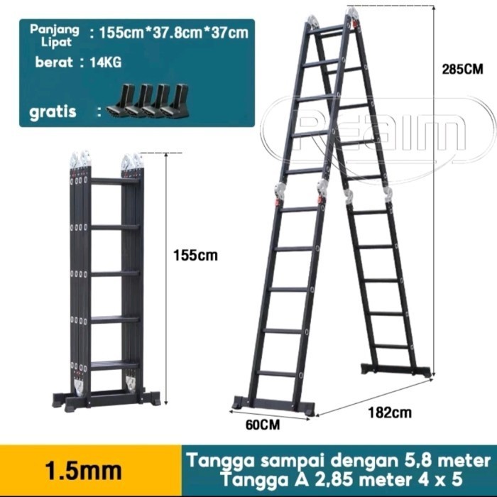 

Tangga Lipat Aluminium Teleskopik 3.8/4.8/5.8 Berkualitas