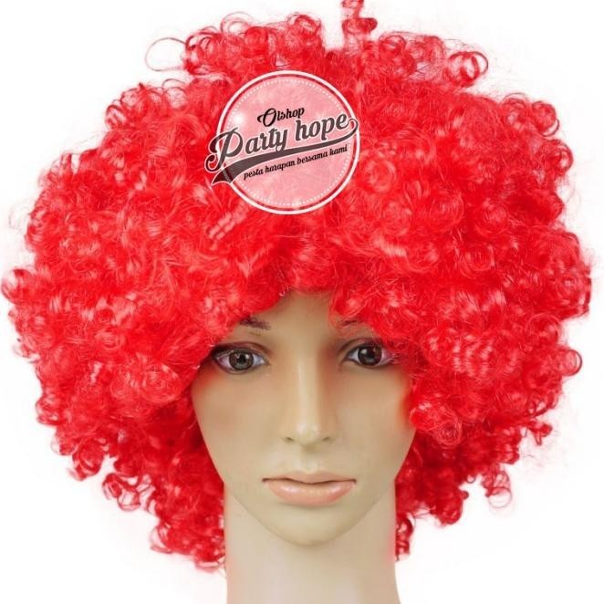 Wig Merah / Rambut Palsu Kribo Allsize / Wig Badut / Wig Costplay Jihanstoress