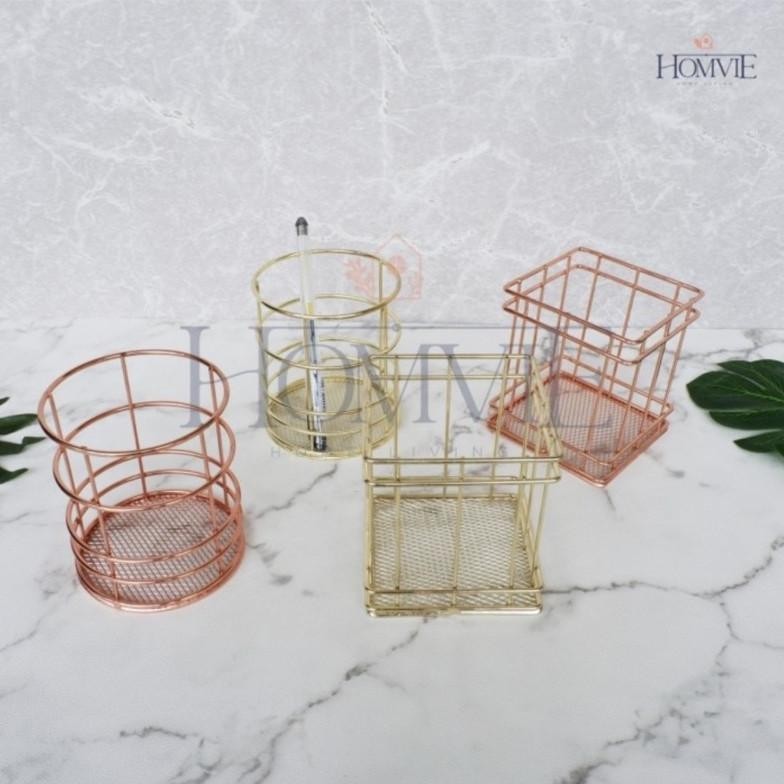 

tempat pensil stasionary brush makeup stainless nordic besi alat tulis dekorasi rumah estetik gold