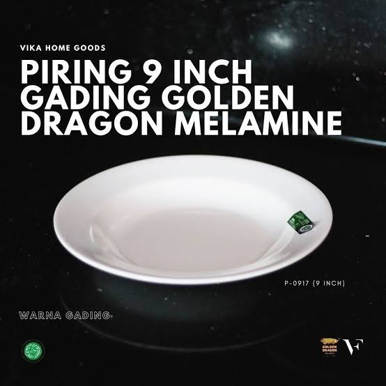 Piring Makan Cekung Melamin Golden Dragon 9" Warna Warni HItam Putih