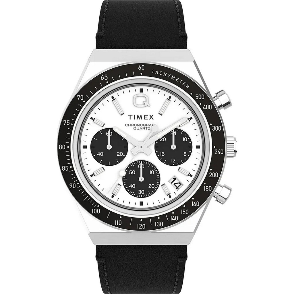 Jam Tangan Pria Timex Q TW2W53400 Chronograph Stainless Steel Leather