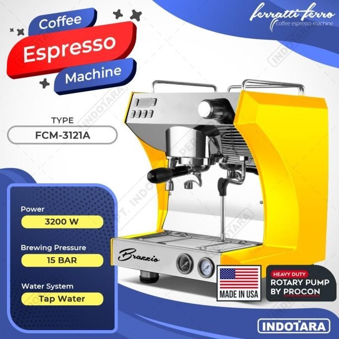 Mesin Kopi Espresso Ferratti Ferro FCM-3121A - Double Boiler Stainless Steel