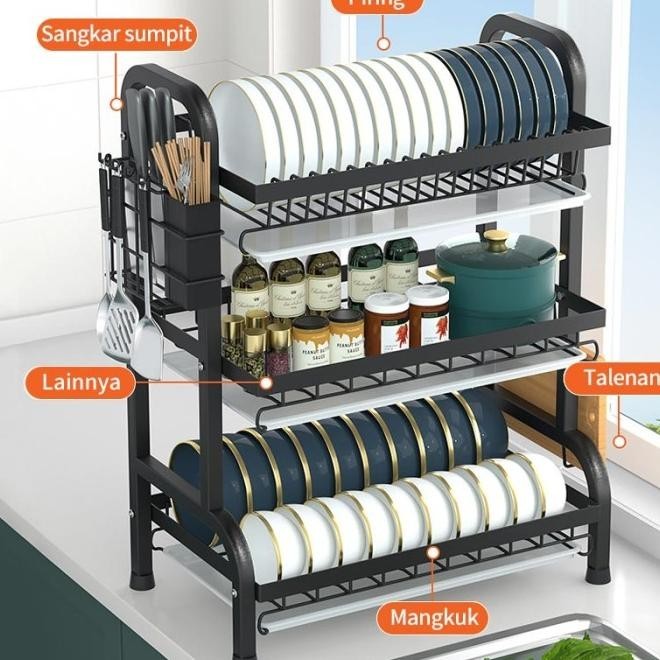 Rak Piring Rak Pengering Piring Stainless Rak Cuci Piring Anti Karat Ajimanwahyunilaris