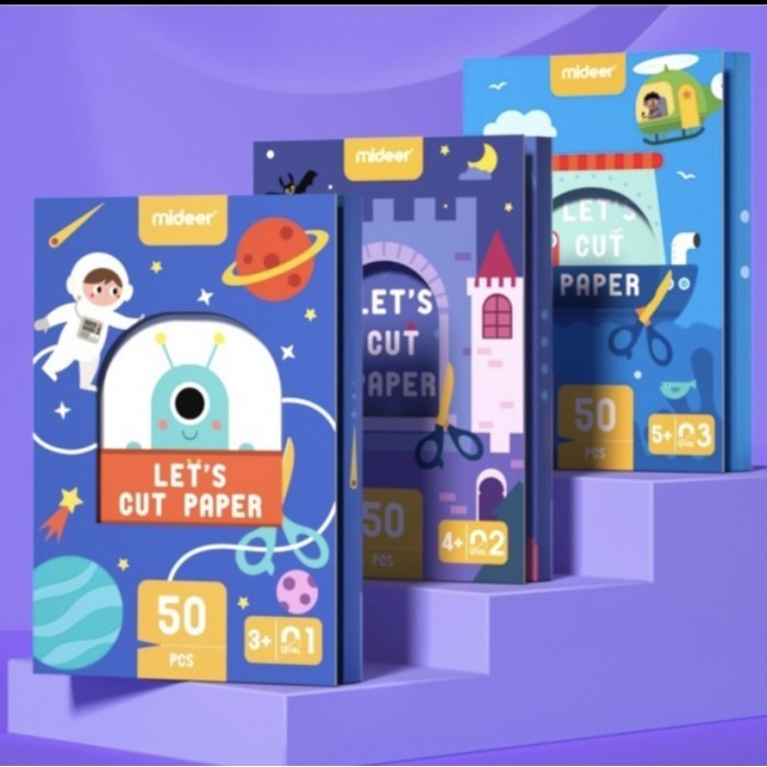 

Mideer Let's Cut Paper Level 1 2 3 Lvl 123 Buku Aktivitas Menggunting