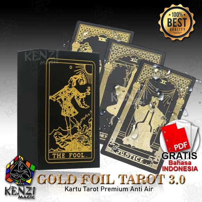 Kartu Tarot Neo Rider Waite Anti Air PVC Waterproof Gold Foil 3.0