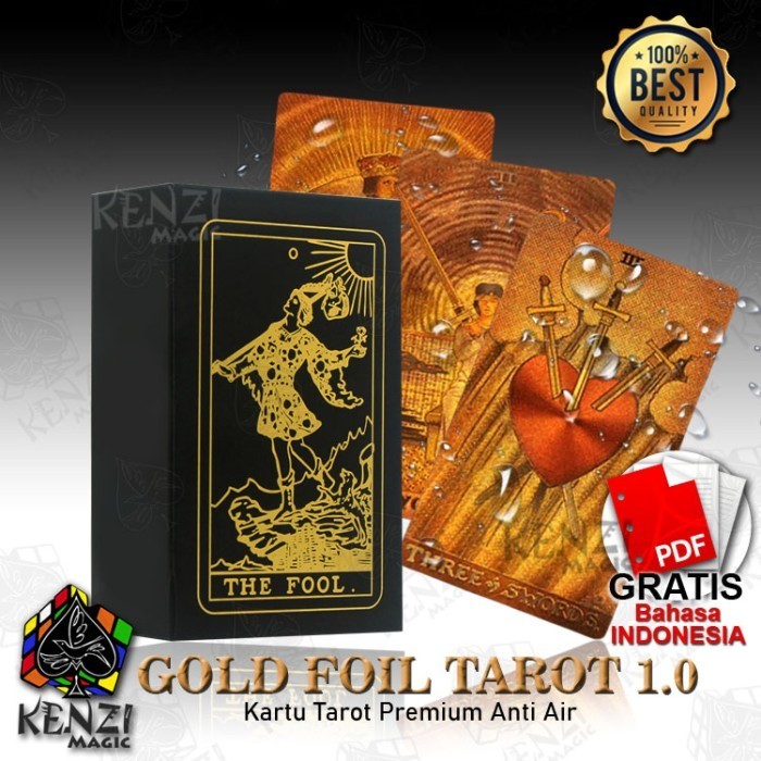 Kartu Tarot Neo Rider Waite Anti Air PVC Waterproof Gold Foil 1.0