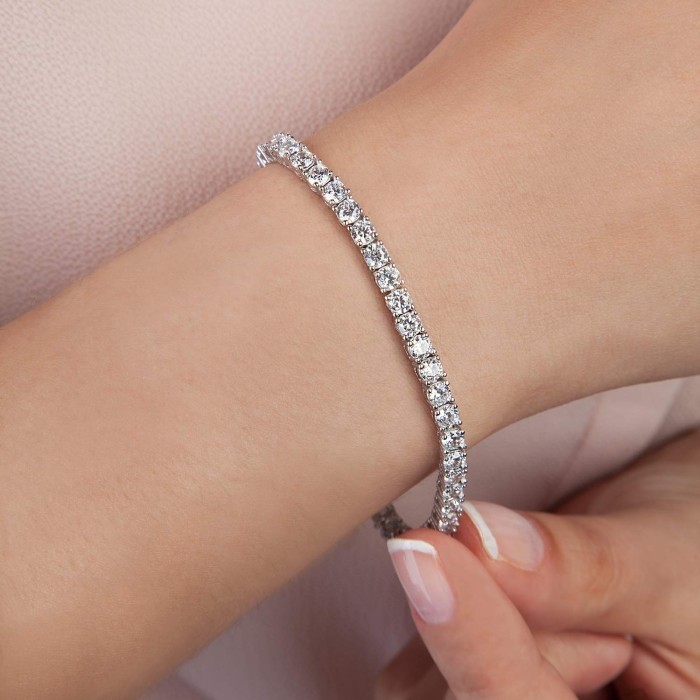 GELANG TENNIS BRACELET MOISSANITE WHITEGOLD PLATED, SILVER