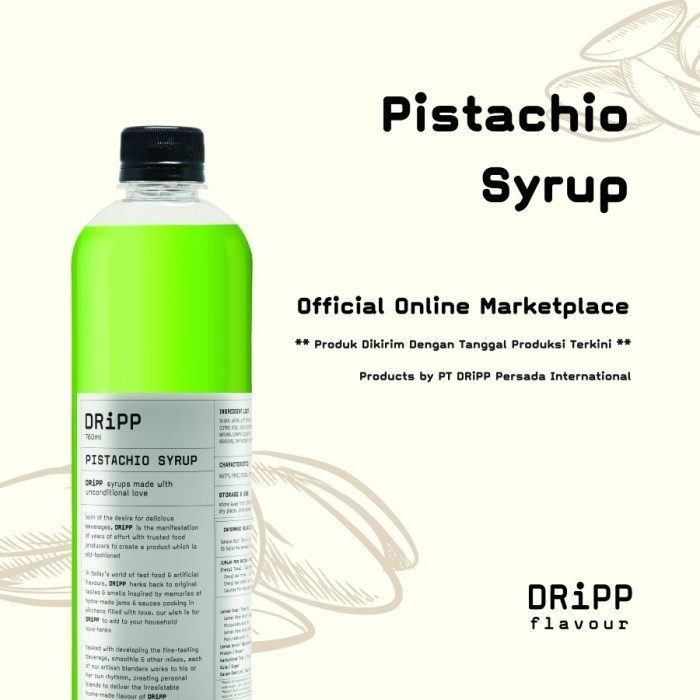 

Dripp Syrup Pistachio 760 Ml - Rasa Pistachio 760 Ml