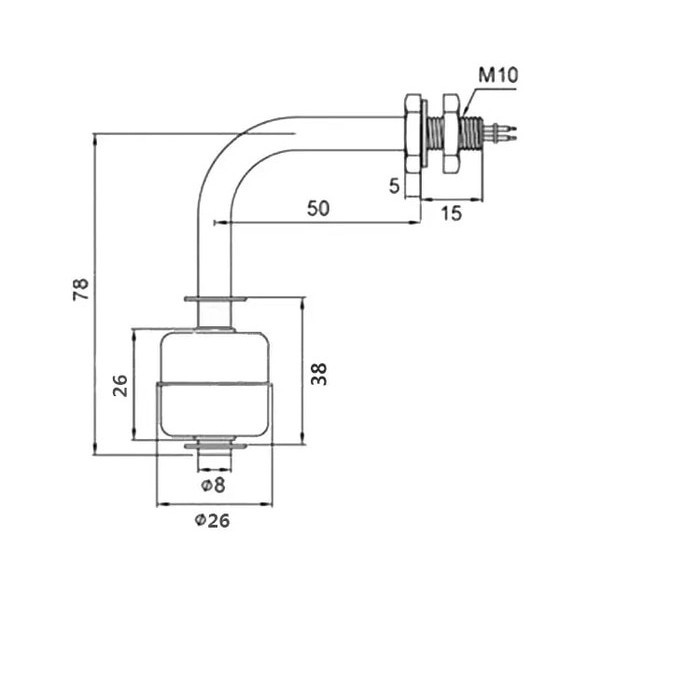Float Level Switch Stainless Steel L / Water Level Switch Type L