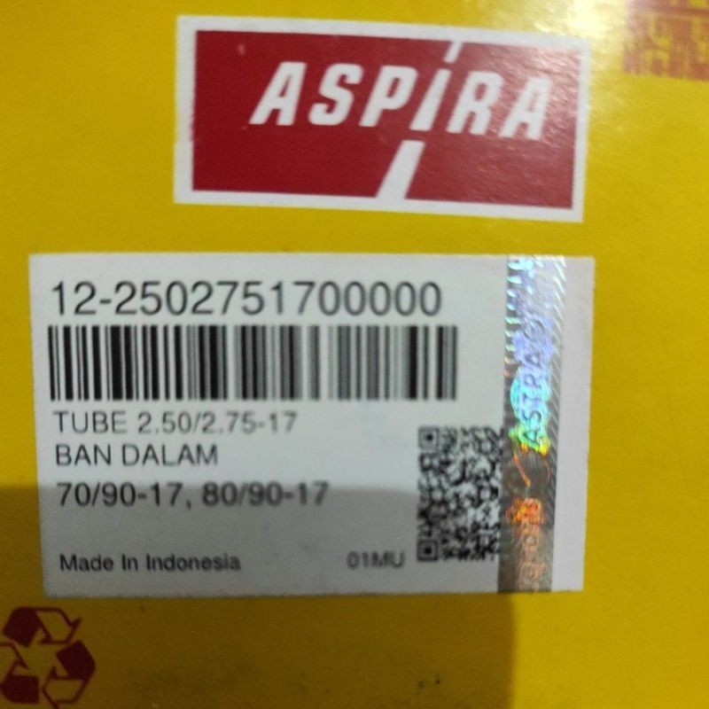 BAN DALAM ASPIRA ORIGINAL 70/90-17,80/90-17