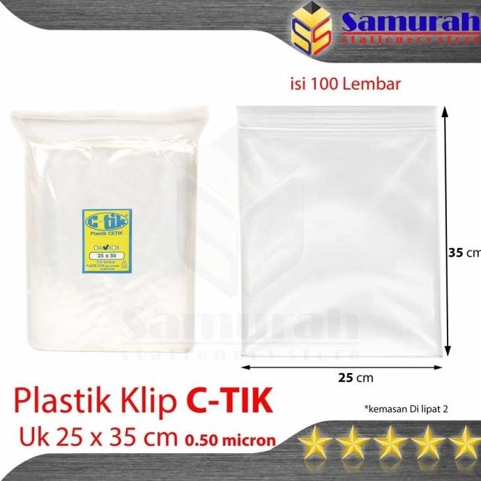 Plastik Klip C-TIK 25 x 35 / 25x35 cm PE Clip Ziplock Zipper Bening