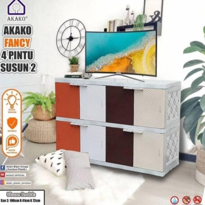 Lemari Rak TV Plastik 2 susun Akako