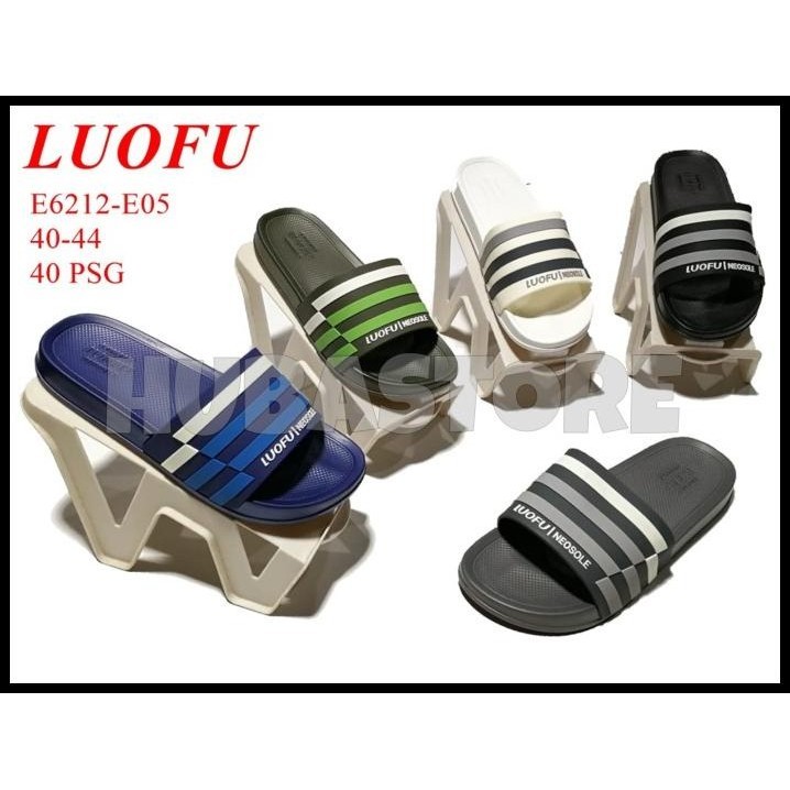 SANDAL KOKOP JELLY KARET PRIA MOTIF GARIS LUOFU NEOSOLE E6212-E05