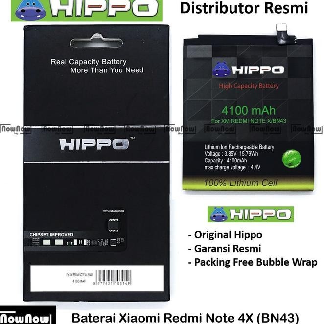 Baterai Hippo Xiaomi Redmi Note 4X Snapdragon Bn43 Original Batre Hp Hankarezo