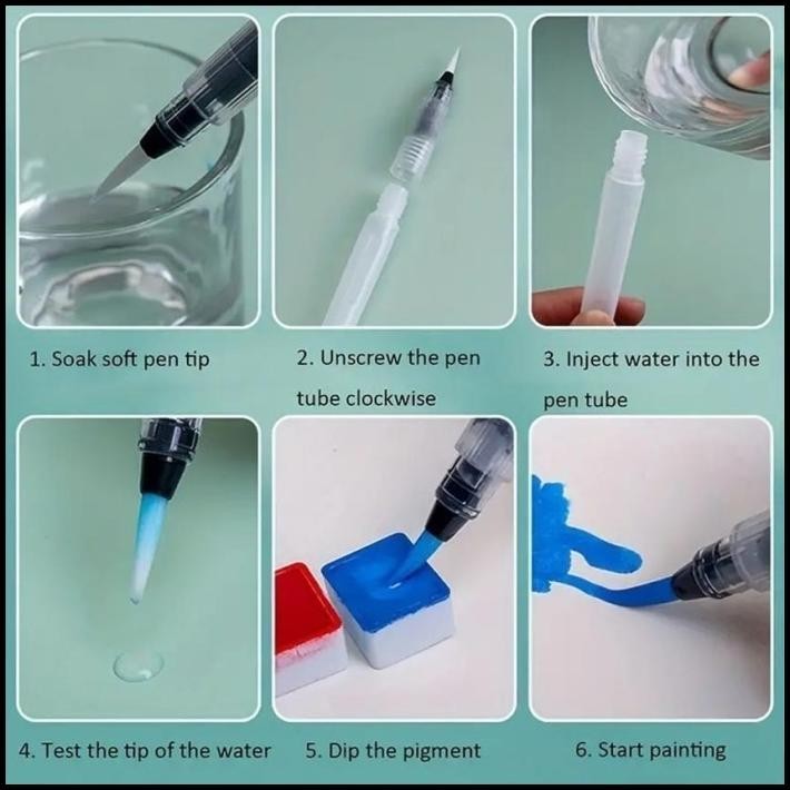 

DISKON 6PCS/SET WATER PEN - KUAS PENA UNTUK CAT AIR !!