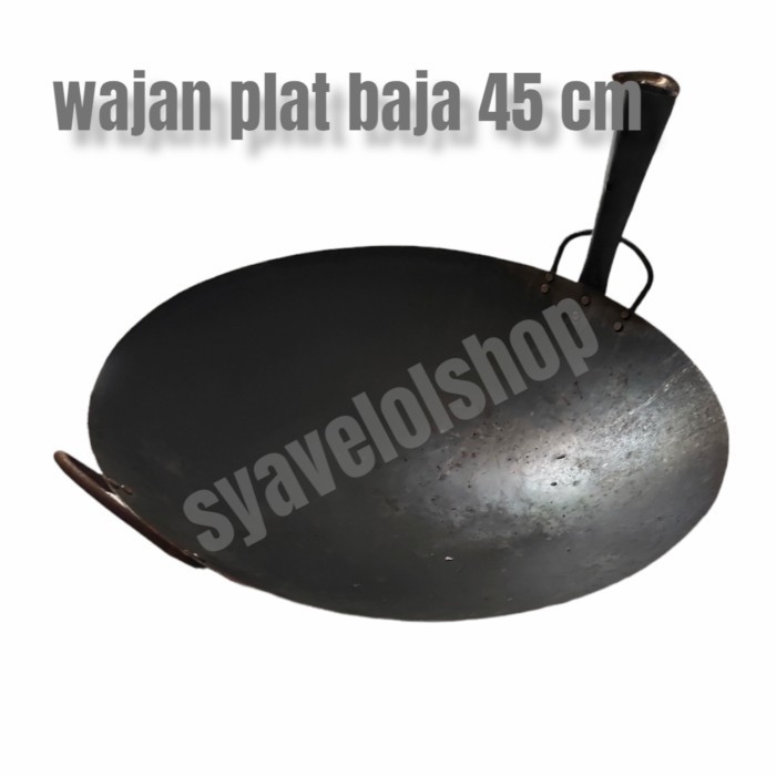 Wajan Nasi Goreng/Wajan Sea Food Gagang Plat Besi Hitam