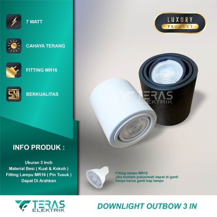 Lampu Plafon Outbow 3 In Downlight Spotlight Outbow Mr16