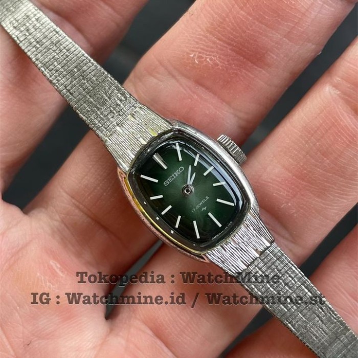 Diskon Seiko White Gold Plated Ladies Green Dial Vintage Mechanical