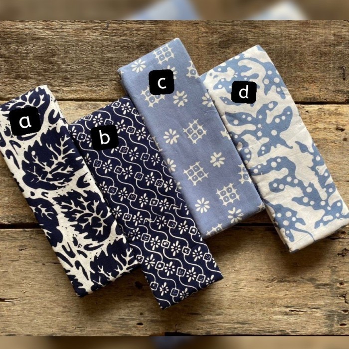 Kain Batik Cap Handmade Navy Putih - Abu Abu Putih