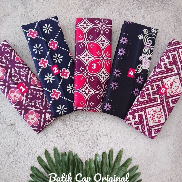 Kain Batik Cap Handmade Serian Ungu Pink - Ungu Hitam Putih (9)