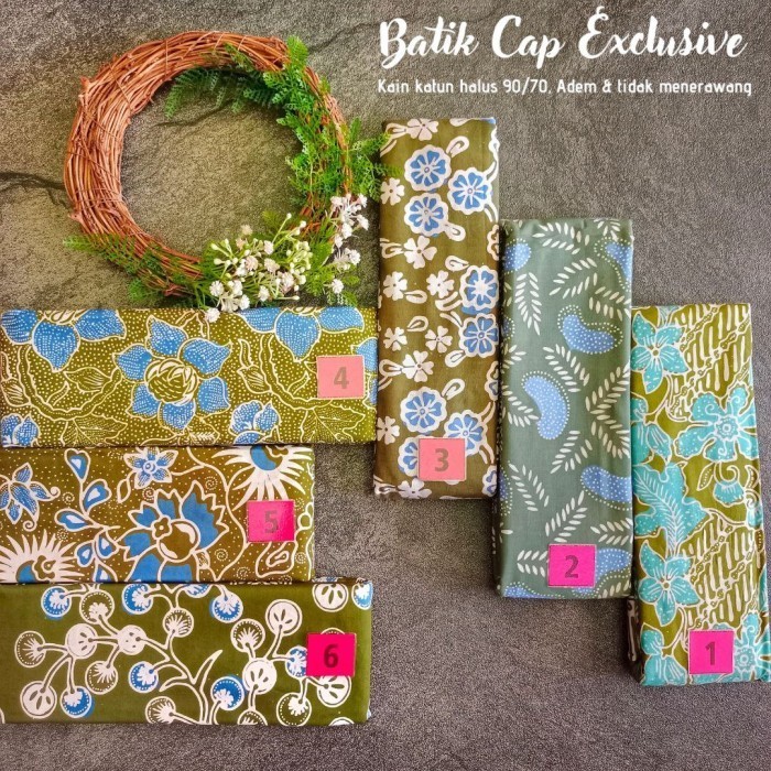Kain Batik Cap Handmade Serian Hijau Tosca - Hijau Biru - Army Biru
