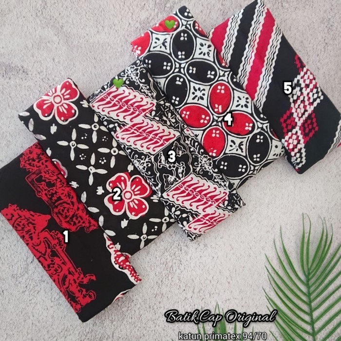 Kain Batik Cap Handmade Serian Merah Hitam Putih (88)
