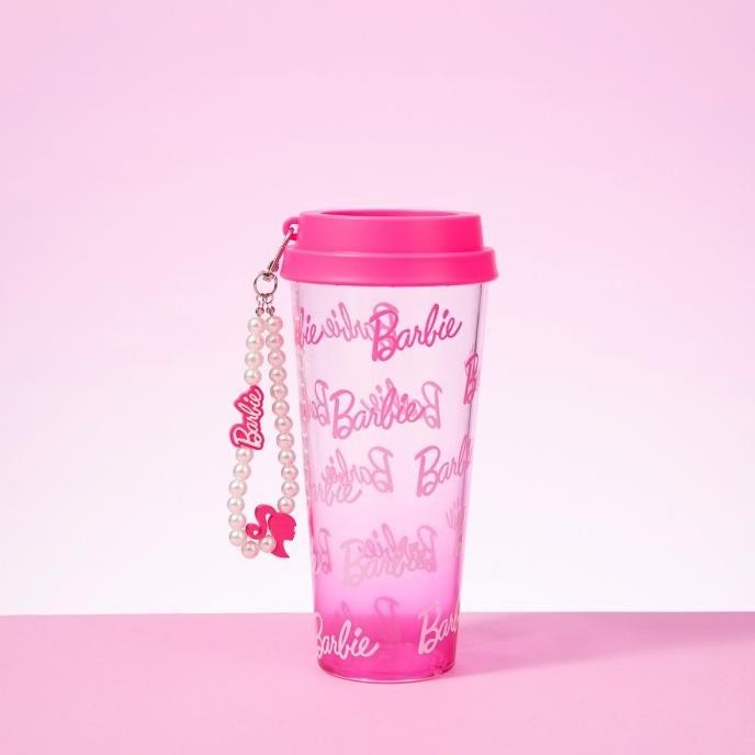 MINISO X Barbie Botol Minum Plastik Tumbler Dan Rantai  Manik 640mL