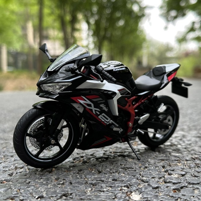 Cabre Miniatur Motor Diecast Motor Kawasaki Ninja Zx25R Abs Hitam Merah 1:12