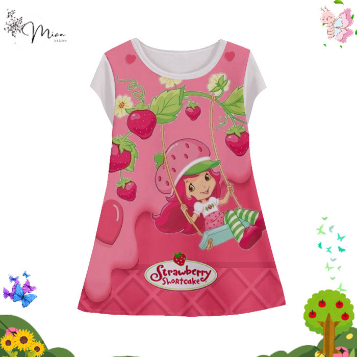 Dress Anak Perempuan Strawberry Shortcake v5 Tunik Anak Wanita Film Animasi Kartun Strawberry Shortc
