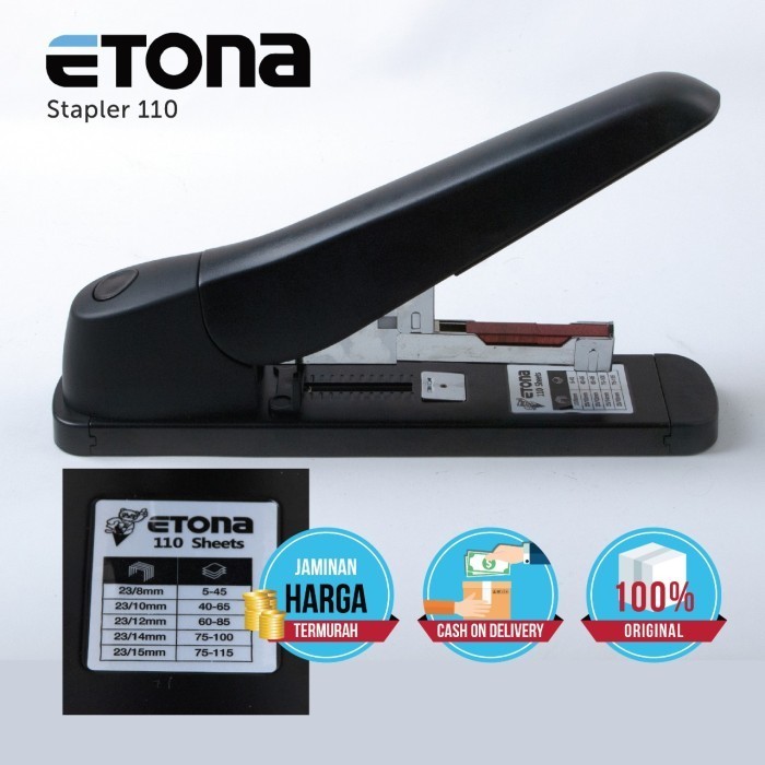 

Etona Heavy Duty Stapler 110, kapasitas 120 halaman. BONUS ISI K01