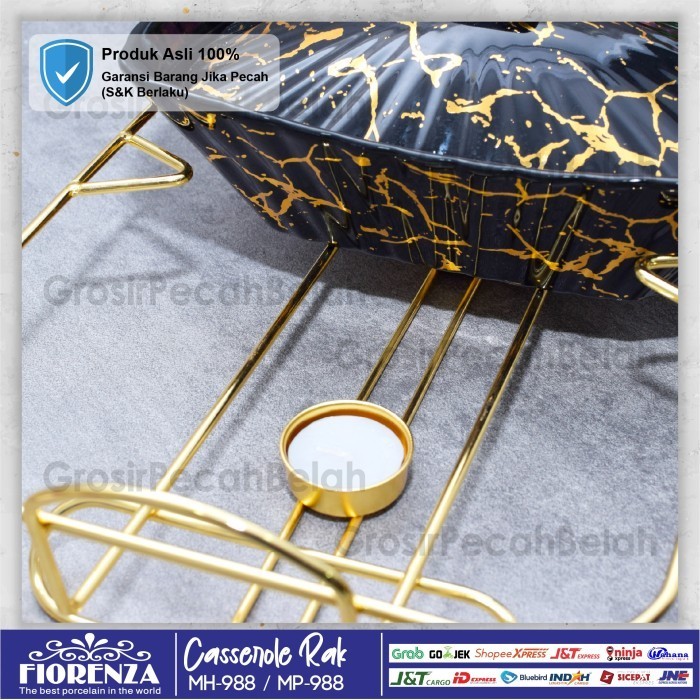 Wadah Saji Penghangat Casserole Basi Set Motif Marble Fiorenza 988