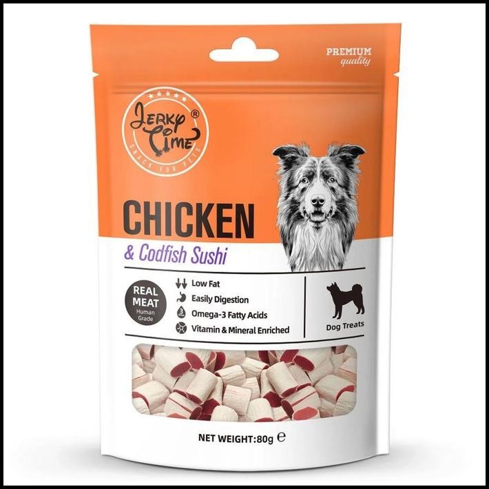 

Snack Dog Jerky Time Chicken & Codfish Sushi 80 G