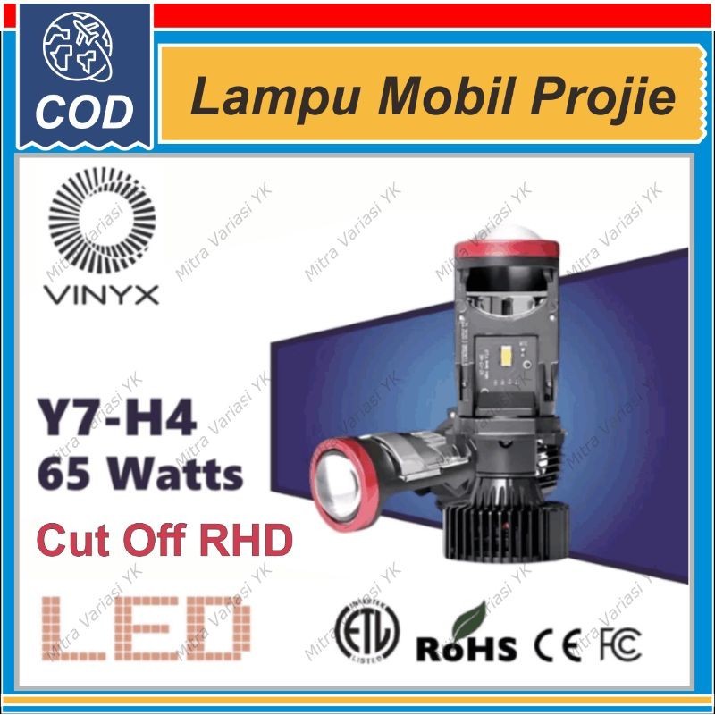 Y7 H4 VINYX MINI PROJIE LENSA LAMPU UTAMA RASA BILED KAKI 4 MOBIL MOTOR 65 WATT ORIGINAL SUPER TERAN