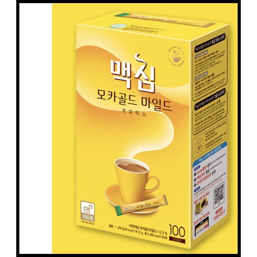 

Maxim Coffee 100 Sticks | Mocha Original White | Kopi Instant Korea