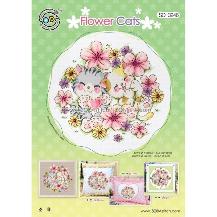 

Paket Kristik Strimin Sodastitch SO-3246 - Flower Cats Kucing Bunga