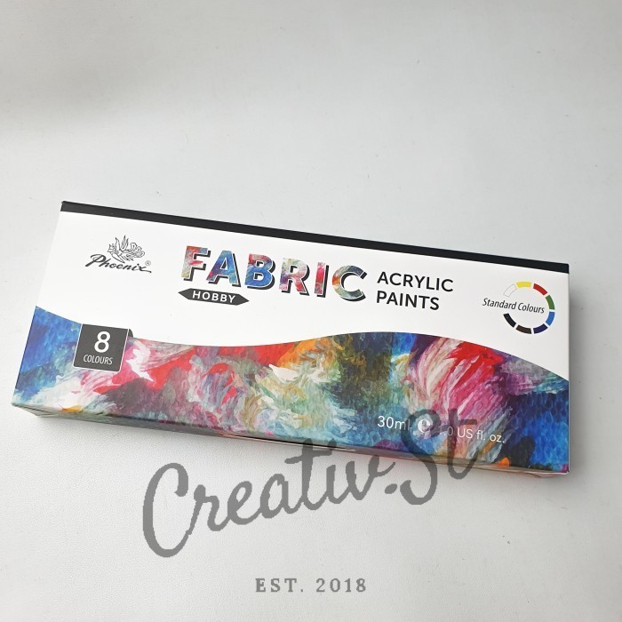 

Ready Phoenix Acrylic Fabric Paint Cat Kain Tekstil Baju 8 colours 30 ML
