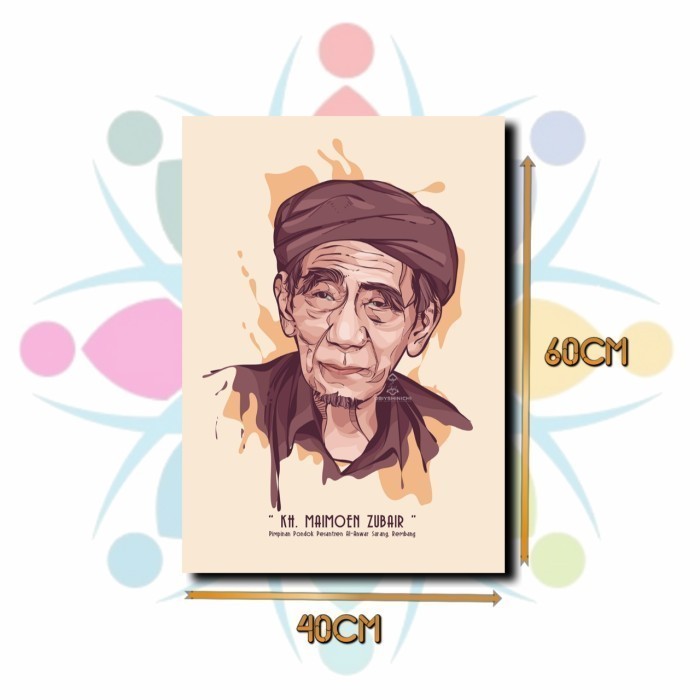 Mokun Hiasan Dinding Poster Kayu Ulama Mbah Moen